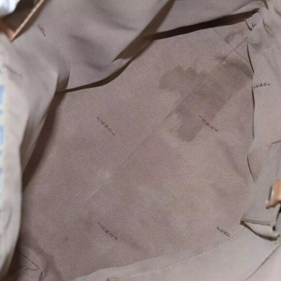 FENDI Zucchino Canvas Tote Bag Light Blue Brown Silver Auth - Picture 9 of 16